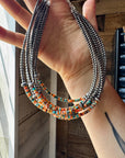 Sterling Silver Pearl Choker with Extra Spiny Oyster & Turquoise Heishi