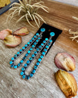 Sterling Silver Long Teardrop Earrings with Kingman Turquoise – 4 Inch, Post Style, USA Made