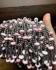 15 Inch Pink Conch Saucer Necklace and Sterling Silver Beads
