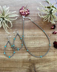 3 mm teardrop earrings Sterling Silver pearls with blue turquoise nuggets