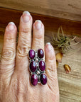 6-Stone Purple Spiny Oyster Ring – Size 8, Big Band, USA Made
