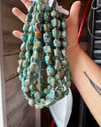 19-Inch Turquoise Nugget Necklace with 4mm Sterling Silver Pearls