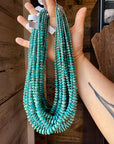 20.5-Inch Graduated Turquoise Disk Necklace with Sterling Pearls