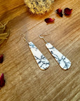 White block white tear drop earrings