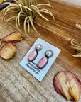 Mother of Pearl & Pink Conch Stud Earrings – Sterling Silver, Post Top, 1.5 Inch, Stamped Marcella James