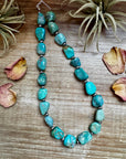 19-Inch Turquoise Nugget Necklace with 4mm Sterling Silver Pearls