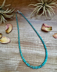 20.5-Inch Graduated Turquoise Disk Necklace with Sterling Pearls