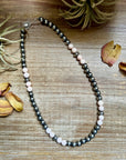 Pink Conch & Sterling Silver Necklace – 8 mm Pearls – 19 Inch + Extender