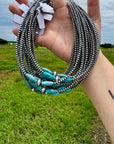 15-Inch Sterling Silver Pearl & Blue Turquoise Torpedo Choker