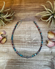 Sterling Silver Pearls choker and Pink and blue sea sediment Heishi