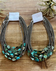 3 mm Sterling Silver Pearls choker with flat turquoise