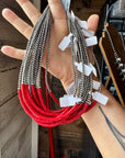 15-Inch Red Magnesite Heishi Necklace – Sterling Silver Pearls, Handmade