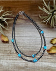 Golden Hill Turquoise & Sterling Silver Pearl Necklace – 16" + Extender