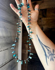 24 inch long shell and turquoise necklace