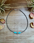 15-Inch Sterling Silver Pearl & Blue Turquoise Torpedo Choker