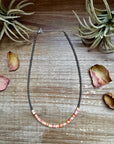 15-Inch Spiny Oyster Heishi Necklace – Sterling Silver Pearls, Handmade