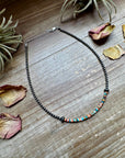 Sterling Silver Pearl Choker with Extra Spiny Oyster & Turquoise Heishi