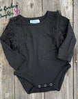 Shea Baby Black Fringe Onesie