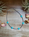 15-Inch Peruvian Amazonite Heart Necklace – 5 Hearts, Handmade with Sterling Silver Pearls