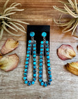 Sterling Silver Long Teardrop Earrings with Kingman Turquoise – 4 Inch, Post Style, USA Made