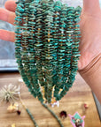 28 inch long green chips turquoise necklace