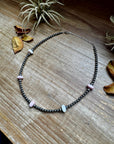 15 Inch Pink Conch Saucer Necklace and Sterling Silver Beads