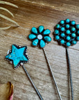 Sterling Silver & Kingman Turquoise Hat Pins – Limited Collection, One of Each