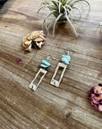 None polish turquoise dangle earrings rectangle