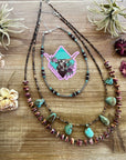 26 inch long fall necklace with purple spiny and shell Western jewelry