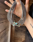 14-Inch Sterling Silver Pearl & Mojave Bead Choker