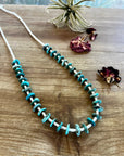 26 inch long blue disk turquoise necklace