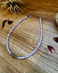 Purple shell heishi choker with Sterling Silver Pearls