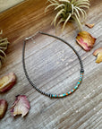 Sterling Silver Pearl Choker with Turquoise & Spiny Oyster Heishi