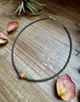 14-Inch Sterling Silver Pearl & Mojave Bead Choker