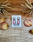 Mother of Pearl & Pink Conch Stud Earrings – Sterling Silver, Post Top, 1.5 Inch, Stamped Marcella James