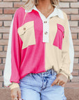 Rose Color Block Oversized Top