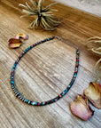 Sterling Silver Pearls choker and Pink and blue sea sediment Heishi