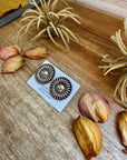 Stamped Sterling Silver Concho Stud Earrings, TC Stamp, 1.5" Round