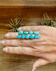 Adjustable Kingman Turquoise Statement Ring – USA Made, 9 Stones