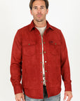 Men's Faux Suede Overshirt - Red