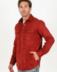 Men's Faux Suede Overshirt - Red