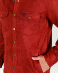 Men's Faux Suede Overshirt - Red