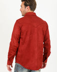 Men's Faux Suede Overshirt - Red