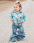 Shea Baby Turquoise Cowgirl Pearl Snap Onesie