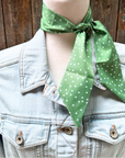 Green and White Western Skinny Mini Wild Rag Scarf / Cowgirl Necktie