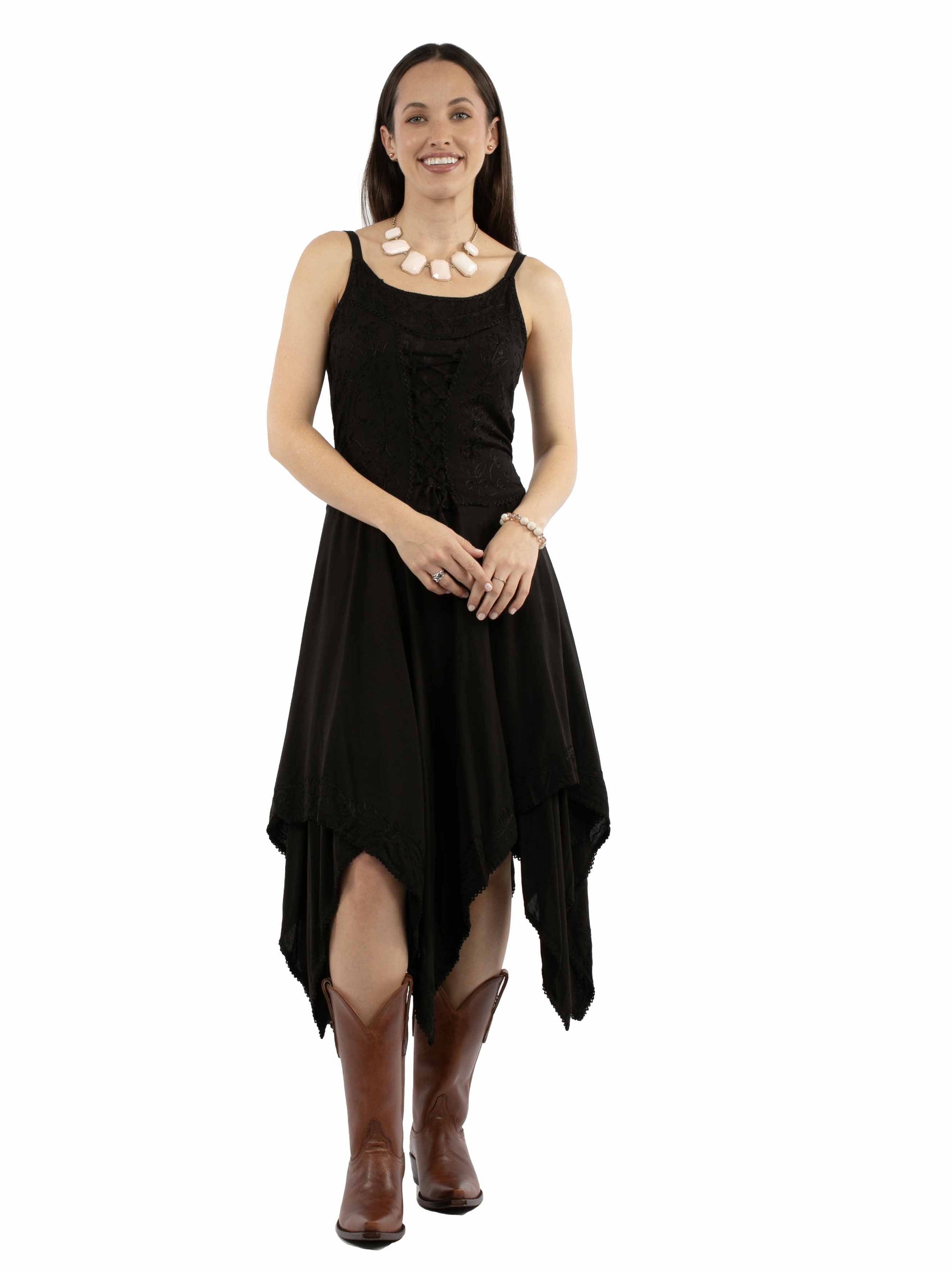 Emb.dress W/handkerchief Bottom - HC1001
