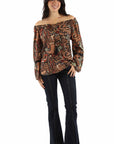 Rayon Western Print Blouse - HC1041