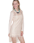 Lace/fringe Dress W/knit Sleeves - HC230