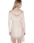 Lace/fringe Dress W/knit Sleeves - HC230