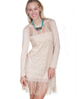 Lace/fringe Dress W/knit Sleeves - HC230